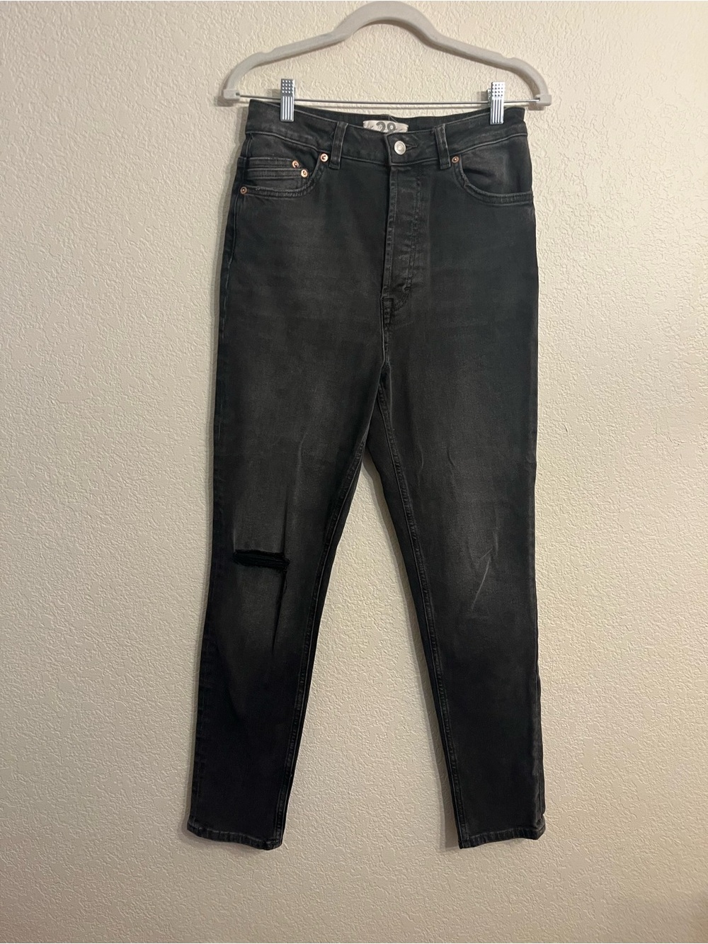We The Free Washed Black Slim Jeans with Knee Slit
